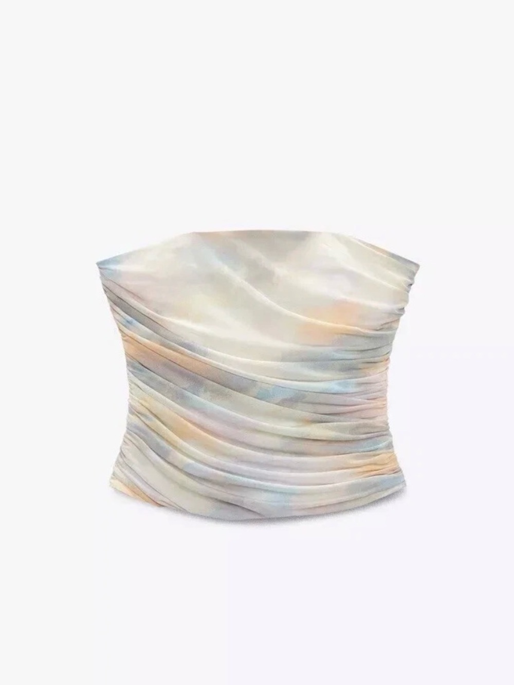 NWT ZARA STRAPLESS TULLE TOP TIE-DYE PRINT MULTICOLOR SIZE Small